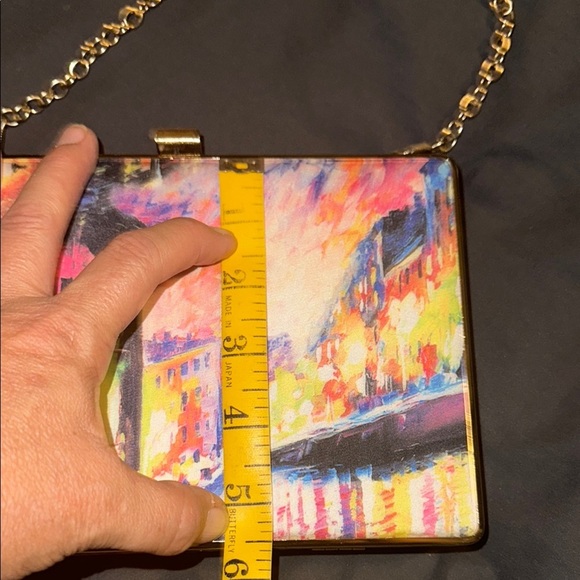 Sondra Roberts Colorful Artistic Abstract Women's Clutch Gold Chain Strap - Picture 10 of 11